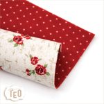 Feltro 3mm Double Face Fantasia "Parole Fiorite & Pois Country Rosso"