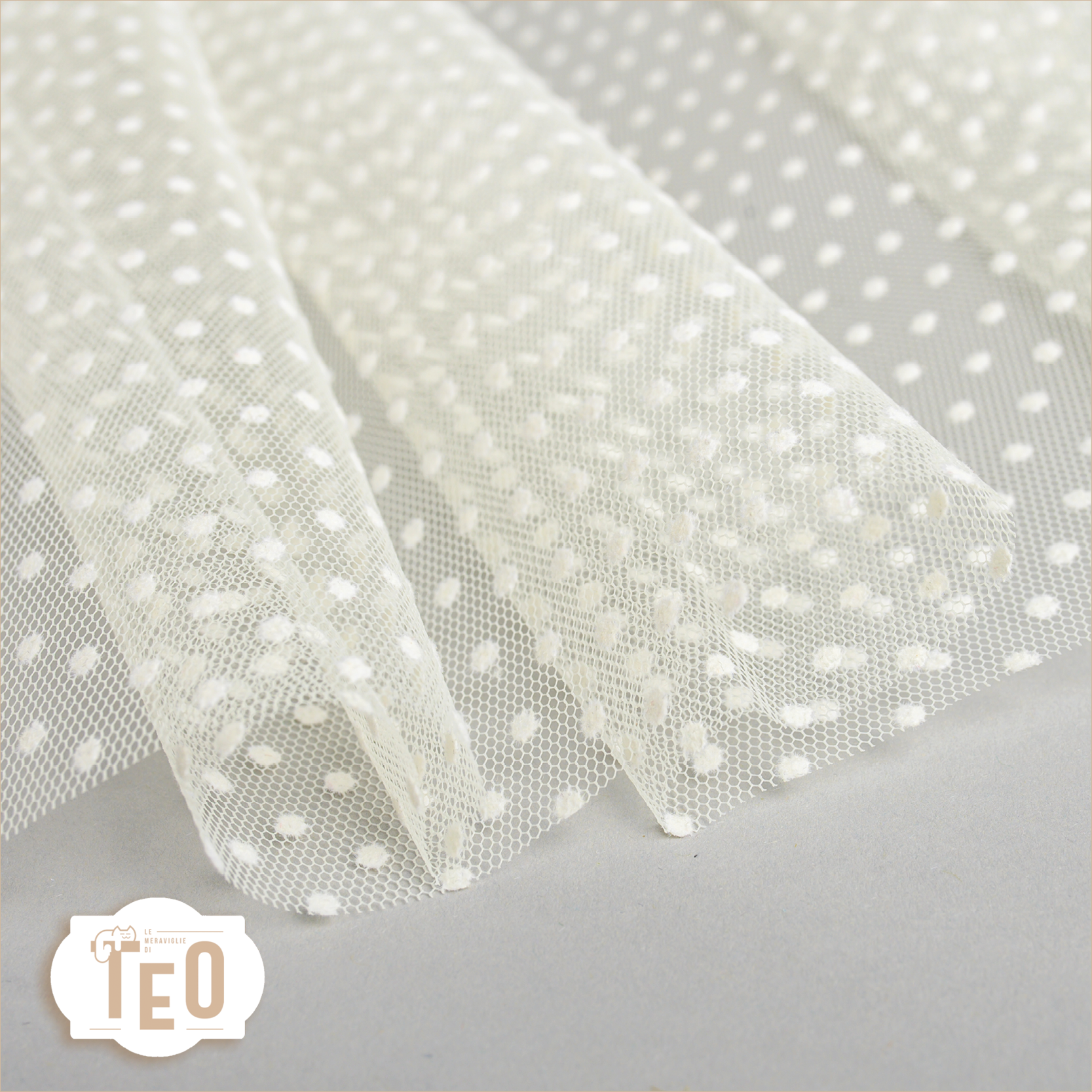 Tulle Pois Panna Tulle Floccato Pois Panna - immagine 1